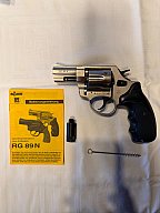 Röhm RG 89 N Schreckschussrevolver 9 mm R Knall, PTB 594, mattnickel, mit Pyrobecher und Anleitung