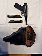KWC / GSG P08 Softair CO2 6 mm, Full Metal, Blowback, F, mit 2 Magazinen und Lederholster