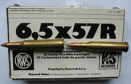 6,5x57R, RWS Kugelspitz-Geschoß 8,2g, 17Stück