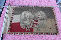 WkI. Original Fahne Kaiser Wilhelm und Franz Josef von Österreich.
