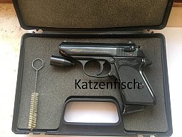 Walther PPK von 1993, orig. verpackt, hochglanzbrüniert mit goldener Schrift,Stahlhahn, Mega Zustand